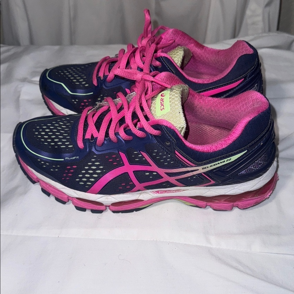 ASICS Gel-Kayano 22 Indigo Blue Pink Glow Running Shoes Women’s 7.5